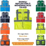 Baskılı Reflektörlü Mühendis İkaz Yeleği